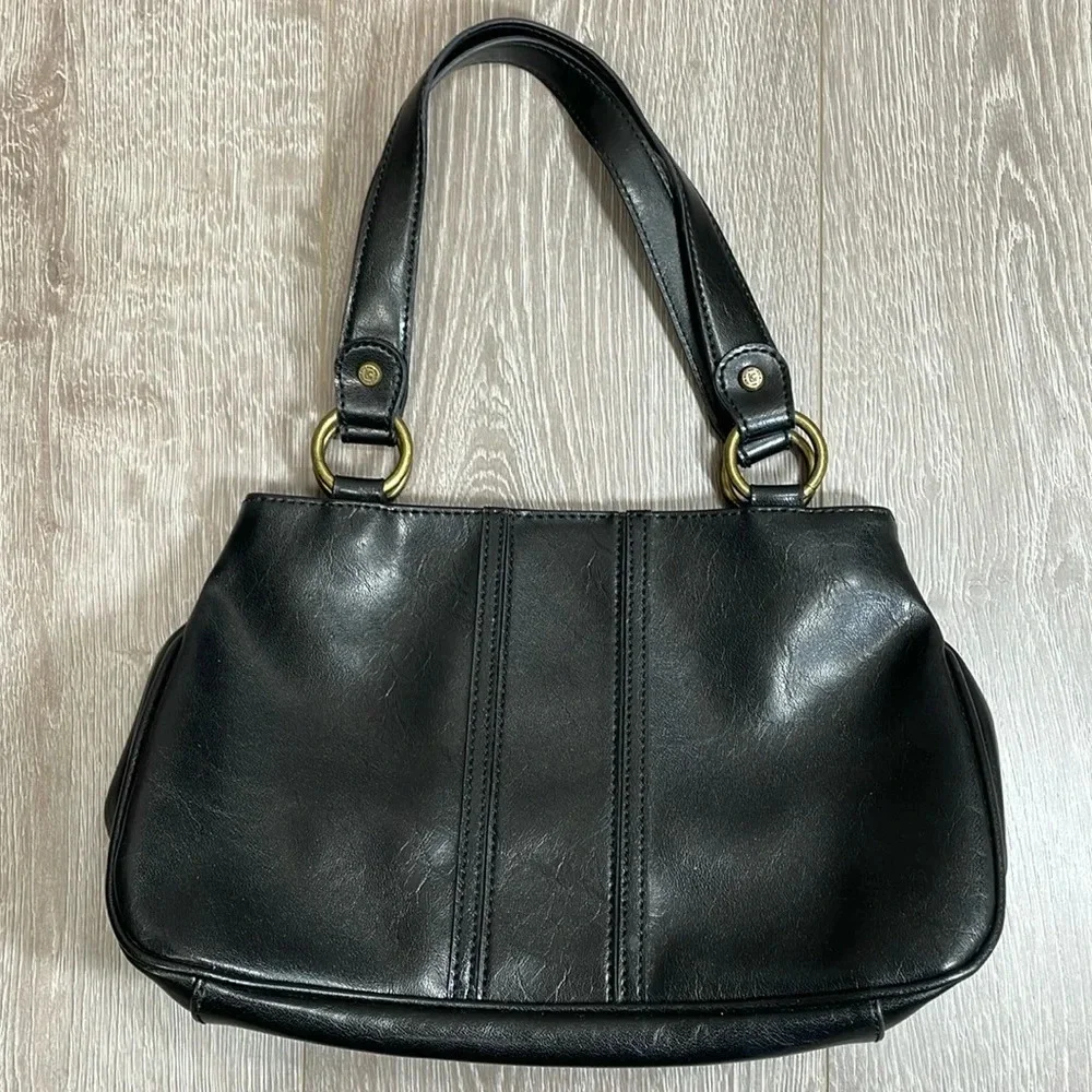 Liz Claiborne Shoulder Bag Purse Faux Leather Black